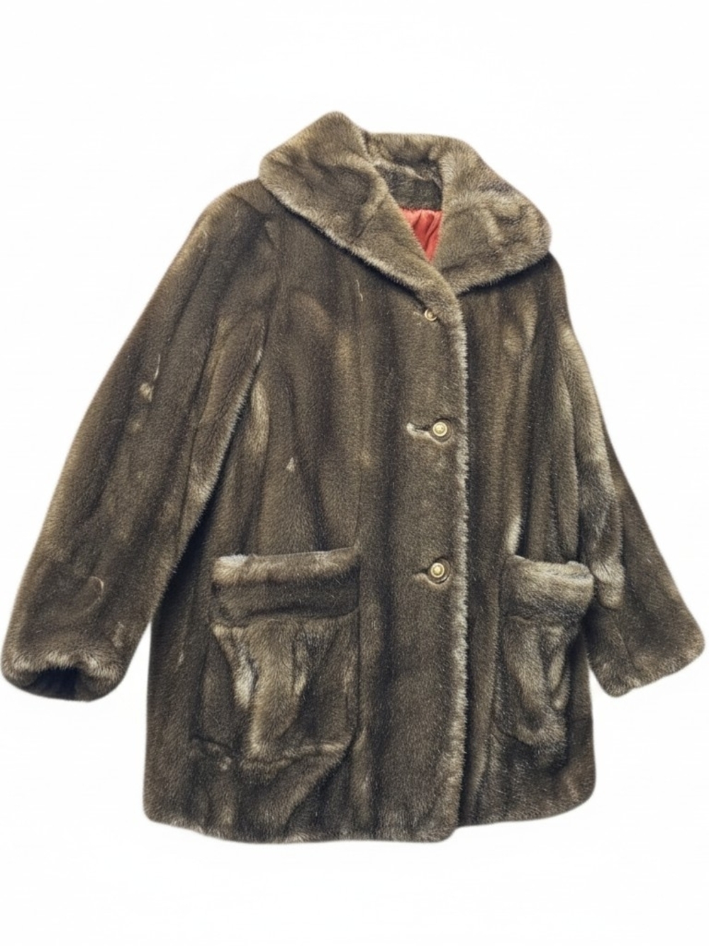 TISSAVEL | France Country Pacer Faux Fur Coat Brown Plush Mink Style Mid-Length